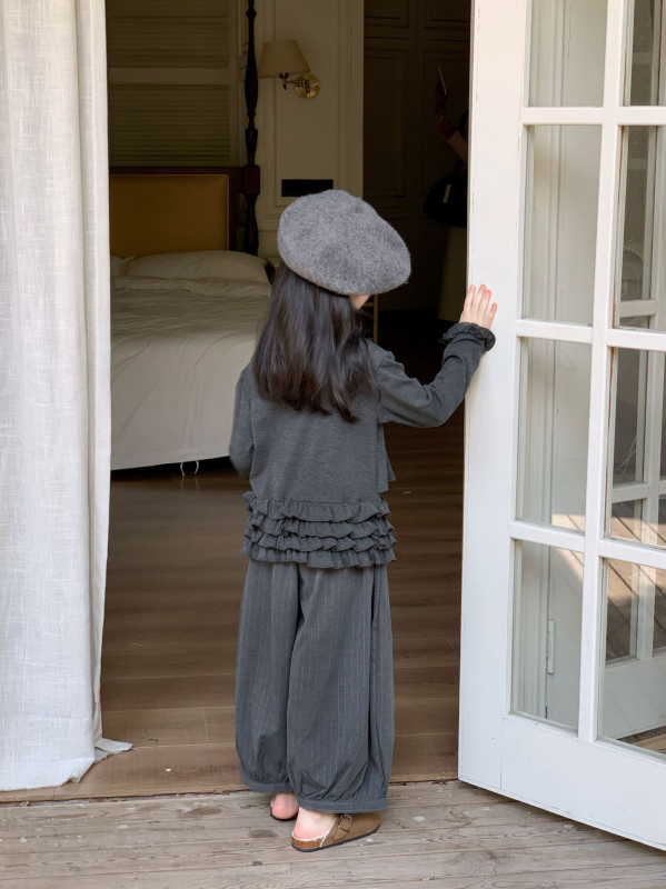 Koreai stílusú lányoknak készült nadrág, függőleges csíkokkal, 2025-ös őszi, casual, 2–7 éveseknek
