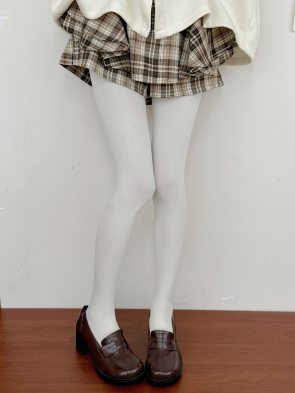 Pattkin nove japanske stil pantyhose, bijele, školski stil, 120D, ružičaste mačje šape, debela baršunasta baza