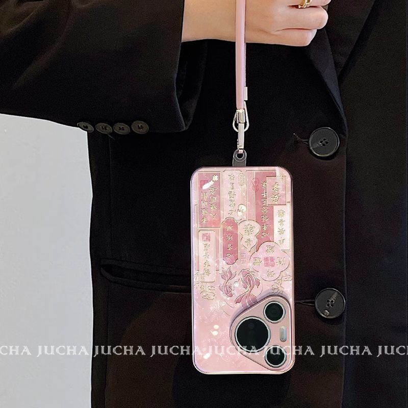 Husă din silicon pentru Huawei Pura70 și P60 Pro, protecție completă, senzație premium, motiv pește koi pentru noroc și prosperitate