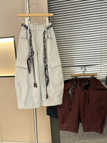 Unisex dječje cargo hlače, srednji struk, jednobojne, ljetne casual/radne