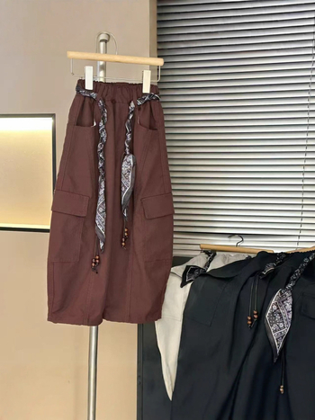 Unisex dječje cargo hlače, srednji struk, jednobojne, ljetne casual/radne