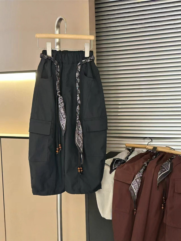 Unisex dječje cargo hlače, srednji struk, jednobojne, ljetne casual/radne