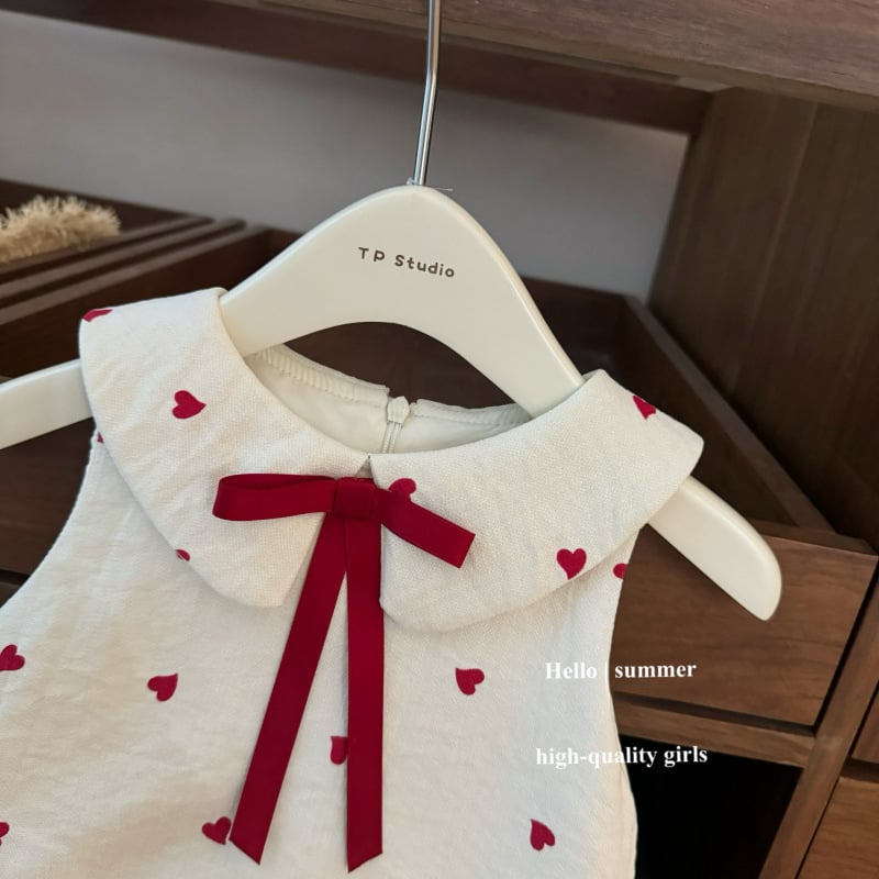 Ljetna haljina za djevojčice krem boje, 3D srce i mašnica, princeski stil