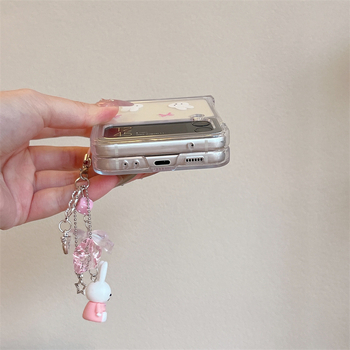 Carcasă PC transparentă cu design de iepuraș pentru Samsung Galaxy Z Flip6 / Z Flip7