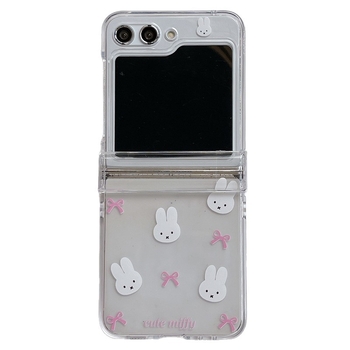 Carcasă PC transparentă cu design de iepuraș pentru Samsung Galaxy Z Flip6 / Z Flip7