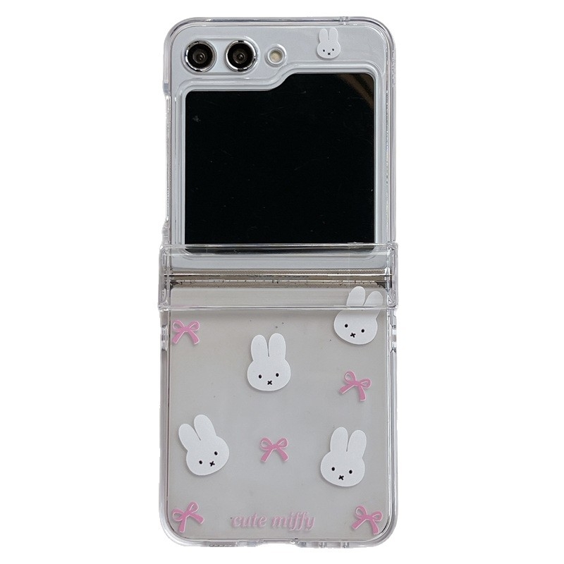 Carcasă PC transparentă cu design de iepuraș pentru Samsung Galaxy Z Flip6 / Z Flip7