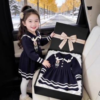 Djevojačka jesenska pletena haljina, model 2026, haljina Judy Rabbit policajac, akademski stil