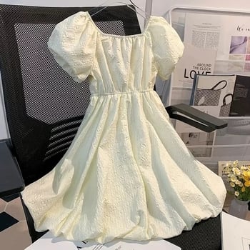 Dječja ljetna haljina za princezu s mašnom, kratkih rukava, jednobojna boja, modni sladak stil