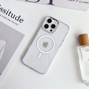 Carcasă din silicon transparentă pentru iPhone 14 Pro Max, subțire, cu atașare magnetică, protecție completă
