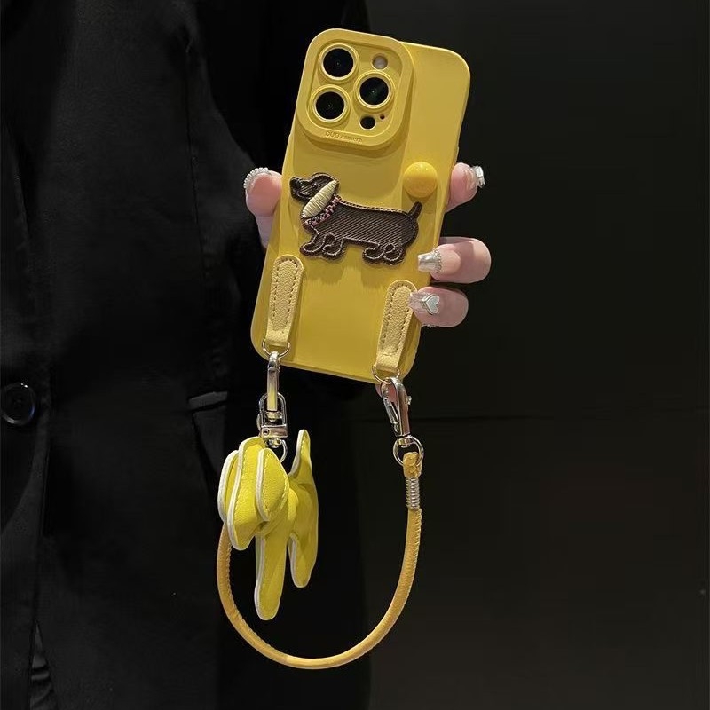 Kožni privjesak u obliku psa za futrolu iPhone 16 Pro Max – kompatibilno s 15 Pro i modelima 14/13/12/11