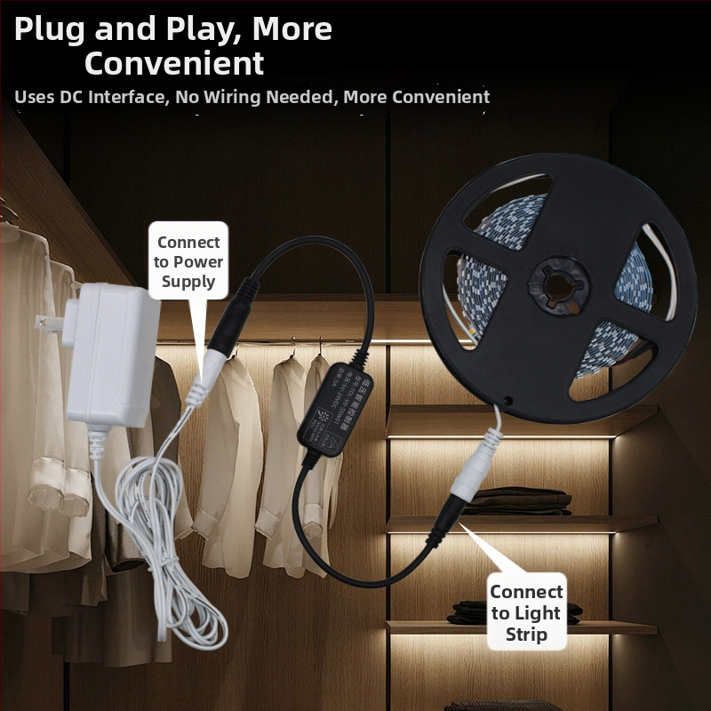 LED osvetlenie do šatní 5V/12V, pripojené k bezdrôtovému prepínaču Bluetooth Mijia, bez kabeláže, s diaľkovým ovládačom