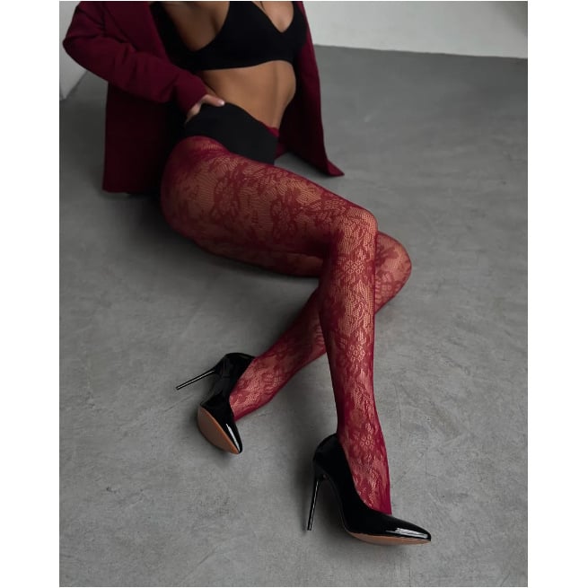 Seksi bodystocking s floralnim jacquardom, tanak za proljeće i ljeto, višebojan