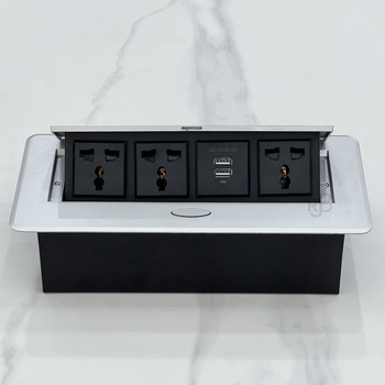 Beépített asztali konnektor, kihúzható megoldás, USB töltés, irodai értekezletekhez, szállodákban és otthoni használatra