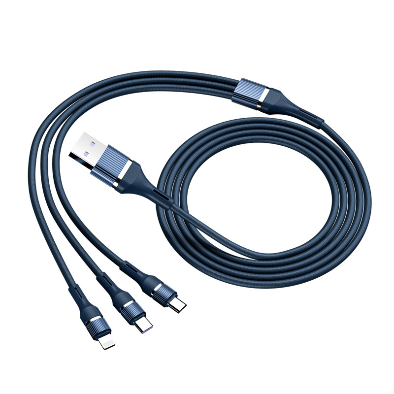 Pleteni kabel za podatke 1 na 3, brzo punjenje, Lightning, Micro USB i Type-C, duljina 1-2 m, do 100 W