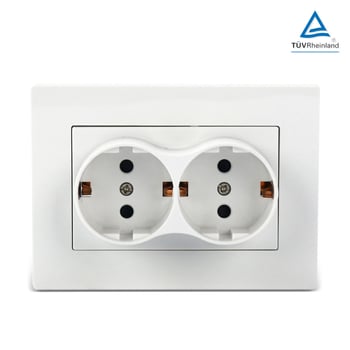 Električna utičnica europskog standarda s plastičnim vatrootpornim panelom, 120×86 mm, dvostruka njemačka utičnica, 16 A, skrivena ugradnja u zid, 110–250 V