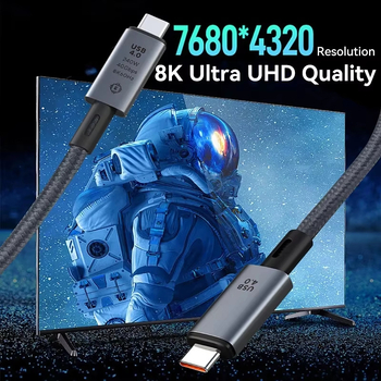USB4–USB-C kabel za prijenos podataka s dvostrukim krajem, potpuno funkcionalan, 40 Gbps, 8K HD za veliki zaslon