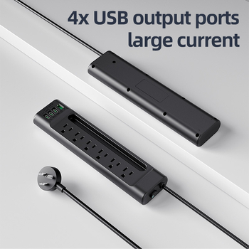 USB produžni priključak u američkom standardu za kućnu upotrebu, s 6 utičnicama, USB portovi 1A3C, zaštita od preopterećenja, bakreni vodiči, UL FCC certificirano