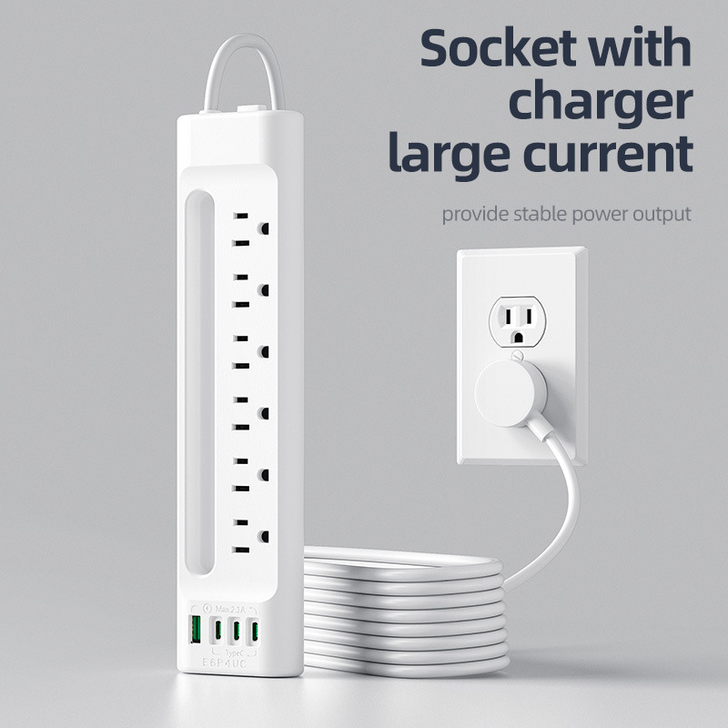 USB produžni priključak u američkom standardu za kućnu upotrebu, s 6 utičnicama, USB portovi 1A3C, zaštita od preopterećenja, bakreni vodiči, UL FCC certificirano