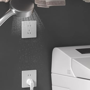 Vodootporan panel utičnica s pet otvora, 10A, kupaonica, pametni WC s grijačem vode; zaštita od prskanja i elektrošoka.