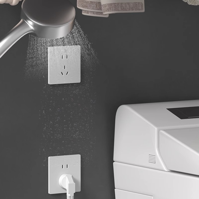 Vodootporan panel utičnica s pet otvora, 10A, kupaonica, pametni WC s grijačem vode; zaštita od prskanja i elektrošoka.