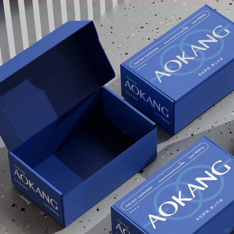 Farebná skladacia krabička na topánky z vlnitého kartónu s logom