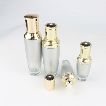 Crown üveg kozmetikai flakon készlet: 120 ml-es víz-émulziós flakon, 30 g krémes flakonok szem- és arckrémhez, esszencia flakon; testreszabható