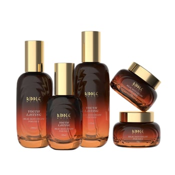 Üveg kozmetikai flakonok készlet: krém-, lotion- és esszencia-palackok 50 ml és 100 ml