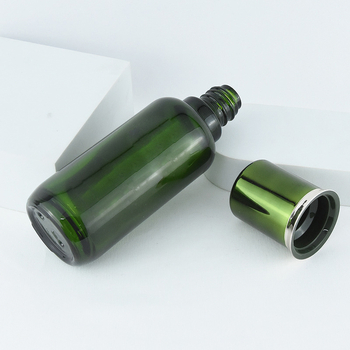 150 ml esszenciás üveg elektroplatinált zöld kupakkal, újratölthető, egyenes kör alakú forma
