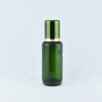 150 ml esszenciás üveg elektroplatinált zöld kupakkal, újratölthető, egyenes kör alakú forma