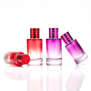 30 ml-es üveg parfümhöz csavaros kupakkal, üres hengeres üveg gradienteszínnel, átlátszó permetező üveg feltöltésre