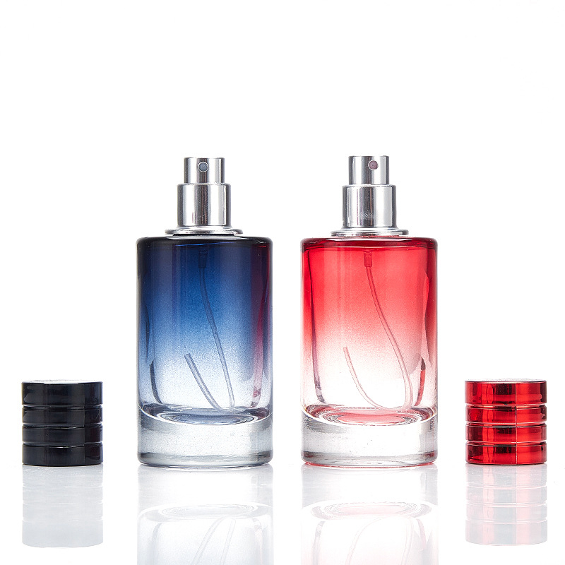 30 ml-es üveg parfümhöz csavaros kupakkal, üres hengeres üveg gradienteszínnel, átlátszó permetező üveg feltöltésre