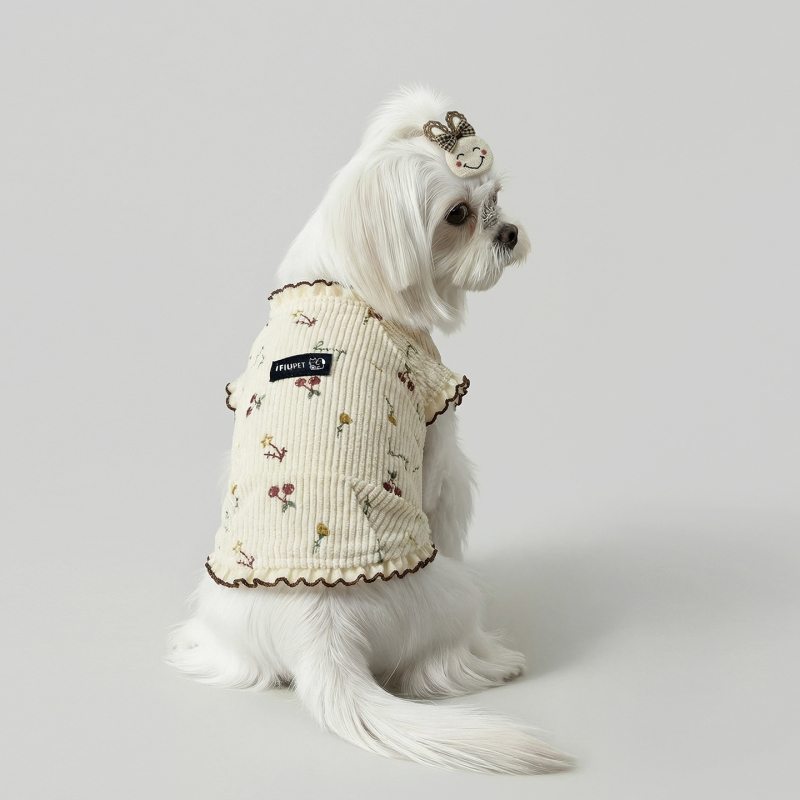 Corduroy haljina u princeskom stilu za male pse — Maltese, Teddy, Pomeranski špic, Yorkšir terijer, Bichon Frisé