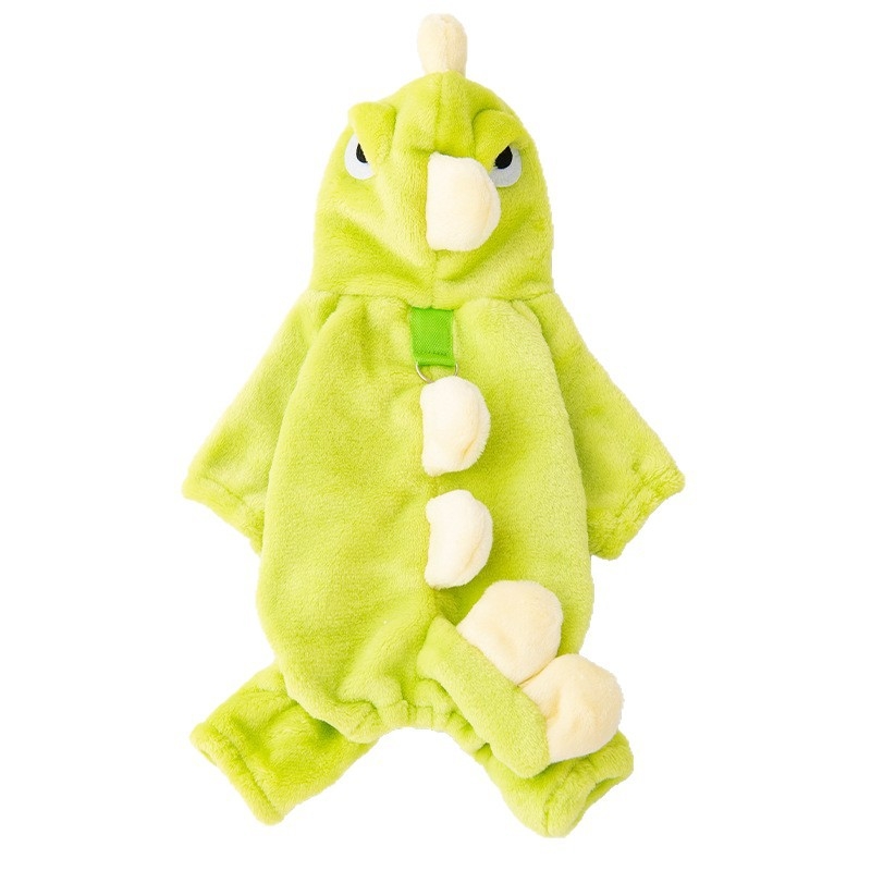 Zimska flanelna jakna za psa s motívom dinosaura, kompatibilna s uzicom, topla i slatka