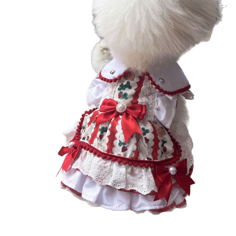 Crvena haljina u stilu princeze s tutu suknjom za male pse (Bichon Frisé / Pomeranian), jesen-zima
