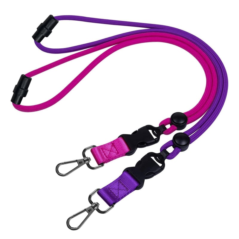 Crni teški lanyard s šesterokutnim metalnim kukom, podesivim remenom, sigurnosnom i odvojivom kopčom — za telefon i identifikacijsku karticu