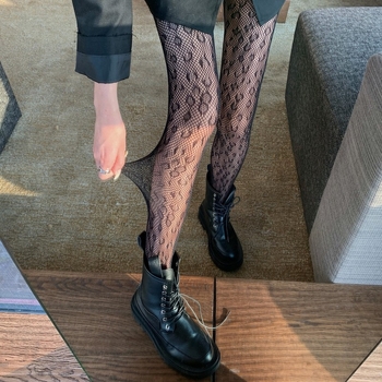 Small G leopard uzorak seksi mrežaste tajice s jacquard tkaninom za žene