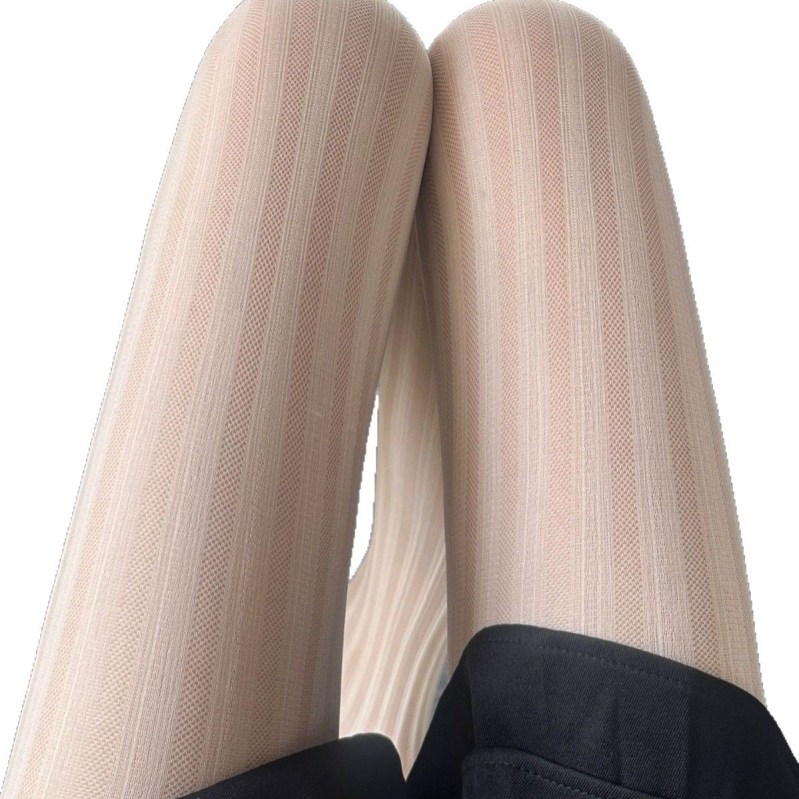 Proljetno-ljetne vintage seksi prugaste jacquard pantihose, prozirne crne, tanke, 15D najlon