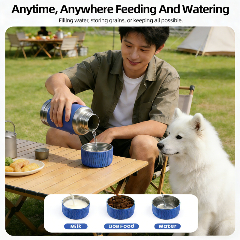 Šalica od nehrđajućeg čelika za vodu i hranu za pse, prijenosna, bez curenja, za vanjsku upotrebu