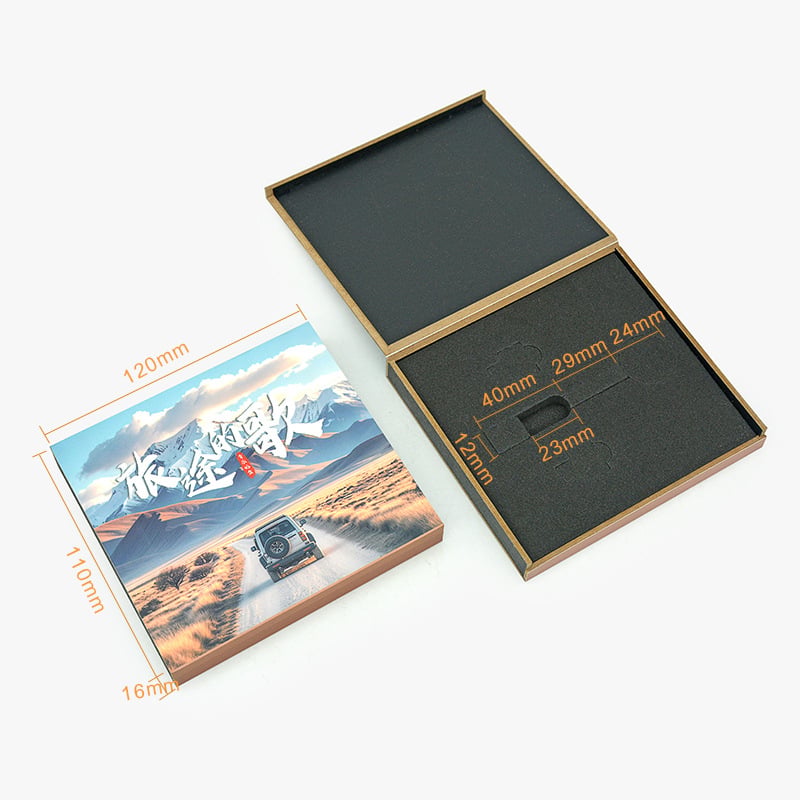 HD001 Kutija za ambalažu USB-a za automobil – drvena kutija s preklopnim poklopcem