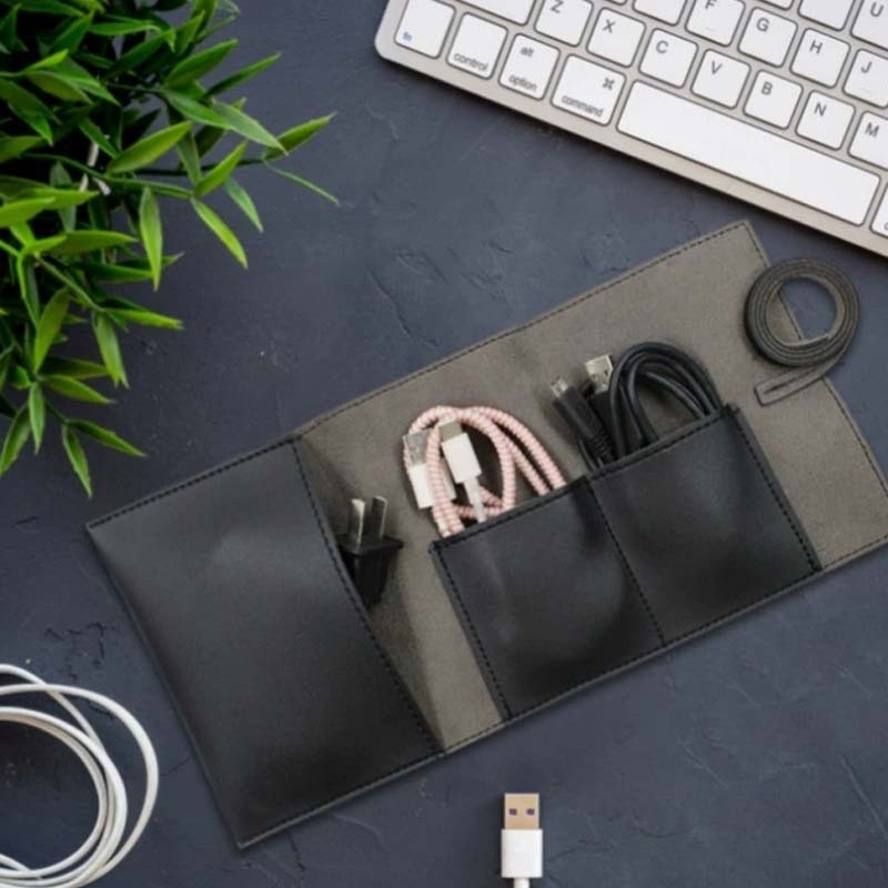 PU kožni organizator kablova i torbica za pohranu za Power Bank, kabeli za podatke i USB dodaci