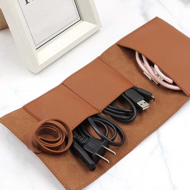 PU kožni organizator kablova i torbica za pohranu za Power Bank, kabeli za podatke i USB dodaci