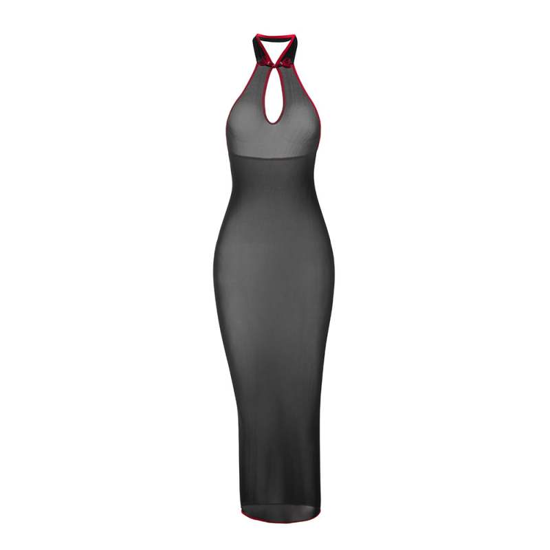 Qinghe Honey Drop 6D halter čipao donje rublje – gradientni najlonski bodycon, seksi u stilu uniforme
