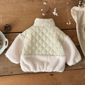 Uniszex téli nylon dzseki fleece béleléssel 1–3 éveseknek, színblokkolt, állig érő gallér, elől zip, vastag és meleg