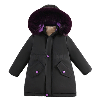 Lányoknak téli kabát fleece béléssel, vastag poliészter parkas, koreai stílusú