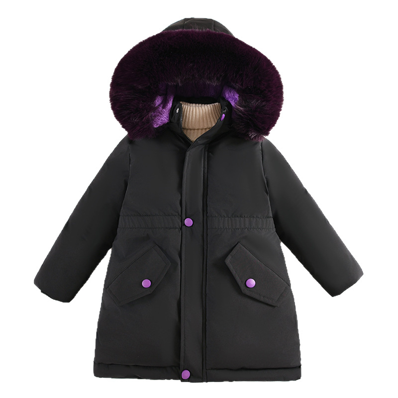 Lányoknak téli kabát fleece béléssel, vastag poliészter parkas, koreai stílusú