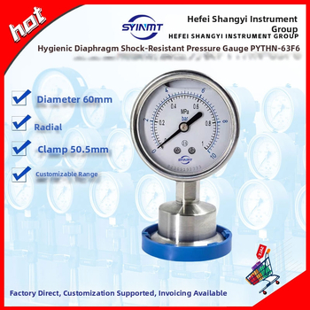 Sanitárny diafragmový tlakomer PYTHN63F6, klipový rýchly montážny typ, 50,5 mm, nominálny priemer 63 mm, odolný proti otrasom