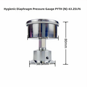 Sanitárny diafragmový tlakomer PYTHN63F6, klipový rýchly montážny typ, 50,5 mm, nominálny priemer 63 mm, odolný proti otrasom