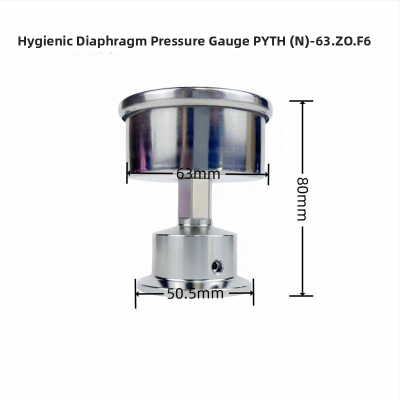 Sanitárny diafragmový tlakomer PYTHN63F6, klipový rýchly montážny typ, 50,5 mm, nominálny priemer 63 mm, odolný proti otrasom