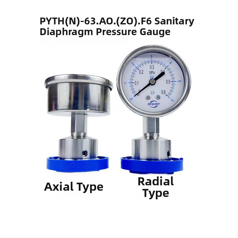 Sanitárny diafragmový tlakomer PYTHN63F6, klipový rýchly montážny typ, 50,5 mm, nominálny priemer 63 mm, odolný proti otrasom