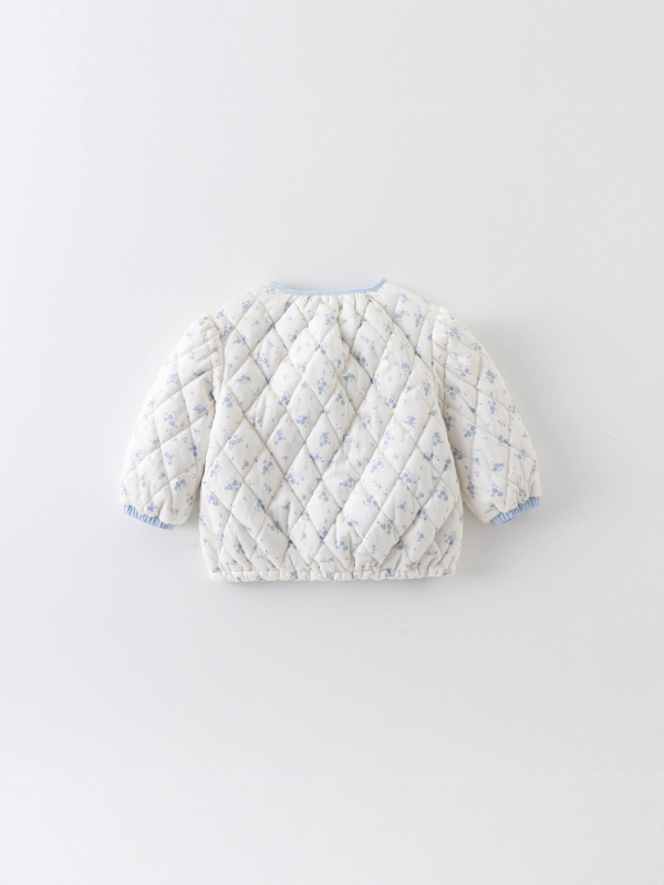 Kisbaba lány téli kabát kék mintával, fleece béléssel